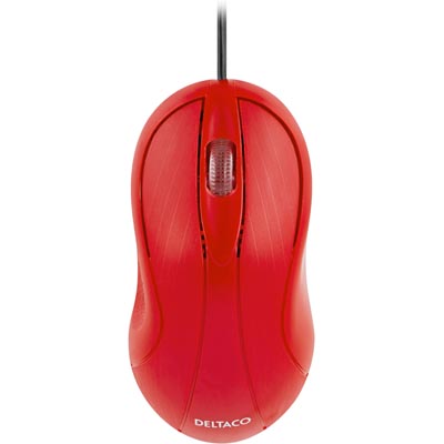 Deltaco Optical Mini Mouse MS492, 800 DPI, 1.5m, USB 2.0, Red